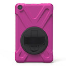 For Amazon Fire HD 8 inch (2017) 360 Degree Rotation PC + Silicone Protective Case with Holder & Hand-strap (Magenta)