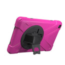For Amazon Fire HD 8 inch (2017) 360 Degree Rotation PC + Silicone Protective Case with Holder & Hand-strap (Magenta)