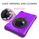 For Amazon Fire HD 8 inch (2017) 360 Degree Rotation PC + Silicone Protective Case with Holder & Hand-strap (Purple)