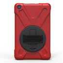 For Amazon Fire HD 8 inch (2017) 360 Degree Rotation PC + Silicone Protective Case with Holder & Hand-strap (Red)