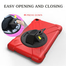 For Amazon Fire HD 8 inch (2017) 360 Degree Rotation PC + Silicone Protective Case with Holder & Hand-strap (Red)