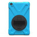 For Amazon Fire HD 8 inch (2017) 360 Degree Rotation PC + Silicone Protective Case with Holder & Hand-strap (Baby Blue)