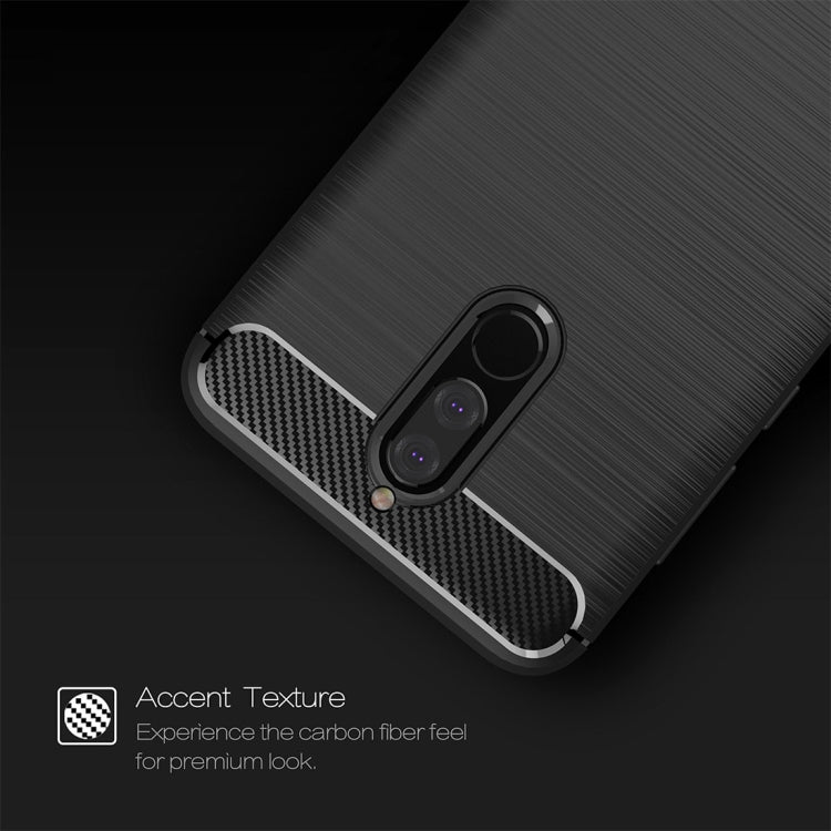 For Huawei Mate 10 Lite Brushed Carbon Fiber Texture TPU Shockproof Anti-slip Soft Protective Back Cover Case(Black)
