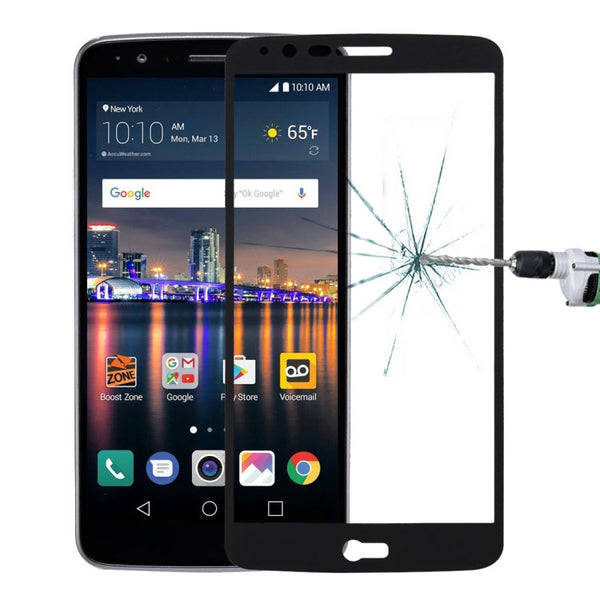 For LG Stylus 3 0.26mm 9H Surface Hardness Explosion-proof Colorized Silk-screen Tempered Glass Full Screen Film(Black)