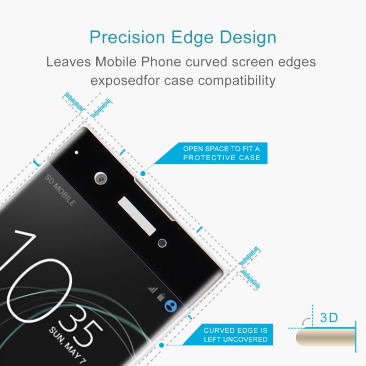 For Sony Xperia XA1 0.33mm 9H Surface Hardness 3D Curved Full Screen Tempered Glass Screen Protector(Black)