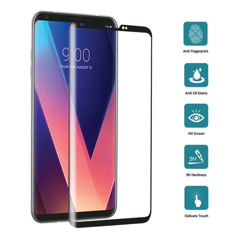 For LG V30 0.26mm 9H Surface Hardness 3D Curved Full Screen Tempered Glass Screen Protector (Black)