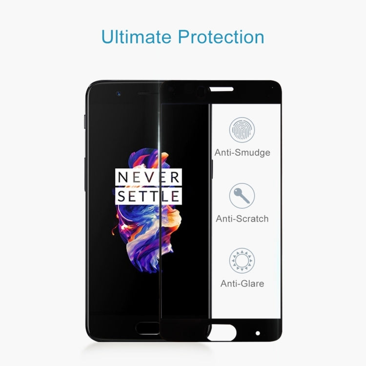 For OnePlus 5 0.26mm 9H Surface Hardness 2.5D Explosion-proof Silk-screen Tempered Glass Full Screen Film(Black)