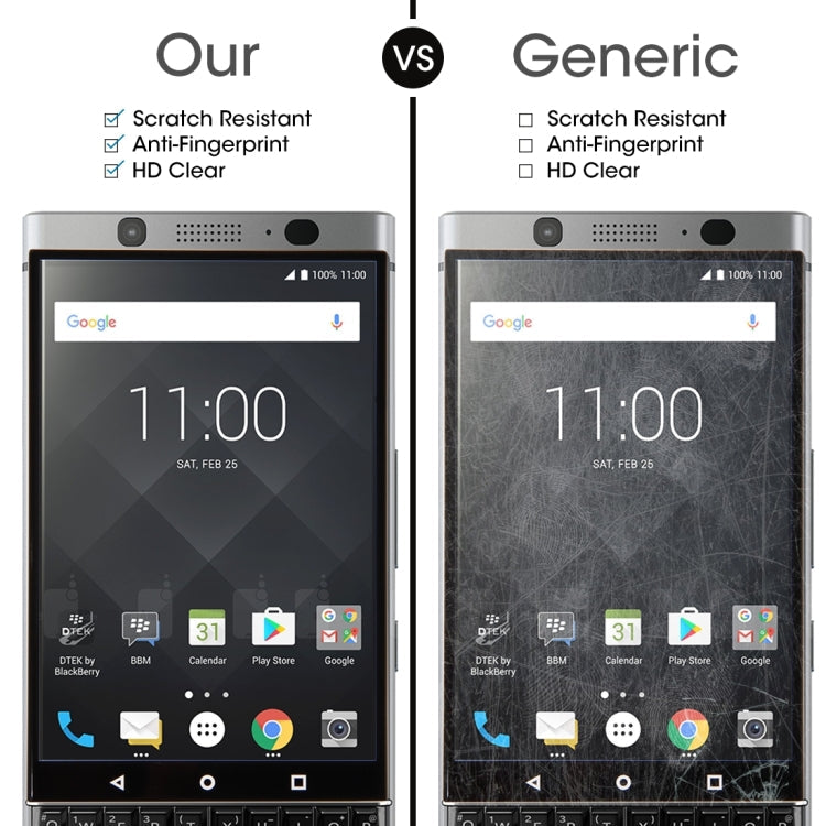 For BlackBerry Keyone 0.3mm 9H Surface Hardness 2.5D Explosion-proof Silk-screen Full Screen Tempered Glass Screen Protector