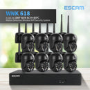ESCAM WNK618 3.0 Million Pixels 8-channel Wireless Dome Camera HD NVR Security System, Support Motion Detection & Two-way Audio & Full-color Night Vision & TF Card, UK Plug