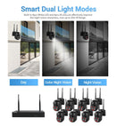 ESCAM WNK618 3.0 Million Pixels 8-channel Wireless Dome Camera HD NVR Security System, Support Motion Detection & Two-way Audio & Full-color Night Vision & TF Card, AU Plug