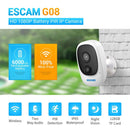 ESCAM G08 HD 1080P IP65 Waterproof PIR IP Camera with Solar Panel, Support TF Card / Night Vision / Two-way Audio (White)