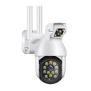 QX41 1080P 2.0MP Dual Lens IP66 Waterproof Panoramic PTZ WIFI Camera, Support Day and Night Full Color & Two-way Voice Intercom & Smart Alarm & Video Playback & 128GB TF Card, UK Plug