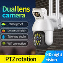 QX41 1080P 2.0MP Dual Lens IP66 Waterproof Panoramic PTZ WIFI Camera, Support Day and Night Full Color & Two-way Voice Intercom & Smart Alarm & Video Playback & 128GB TF Card, UK Plug