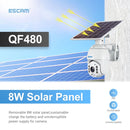 ESCAM QF480 EU Version HD 1080P IP66 Waterproof 4G Solar Panel PT IP Camera without Battery, Support Night Vision / Motion Detection / TF Card / Two Way Audio (White)