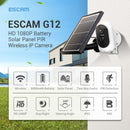 ESCAM G12 1080P Full HD Outdoor IP65 Waterproof Rechargeable Battery Solar Panel PIR Alarm WiFi Camera, Support Night Vision / TF Card / Two Way Audio
