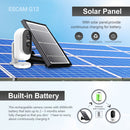 ESCAM G12 1080P Full HD Outdoor IP65 Waterproof Rechargeable Battery Solar Panel PIR Alarm WiFi Camera, Support Night Vision / TF Card / Two Way Audio