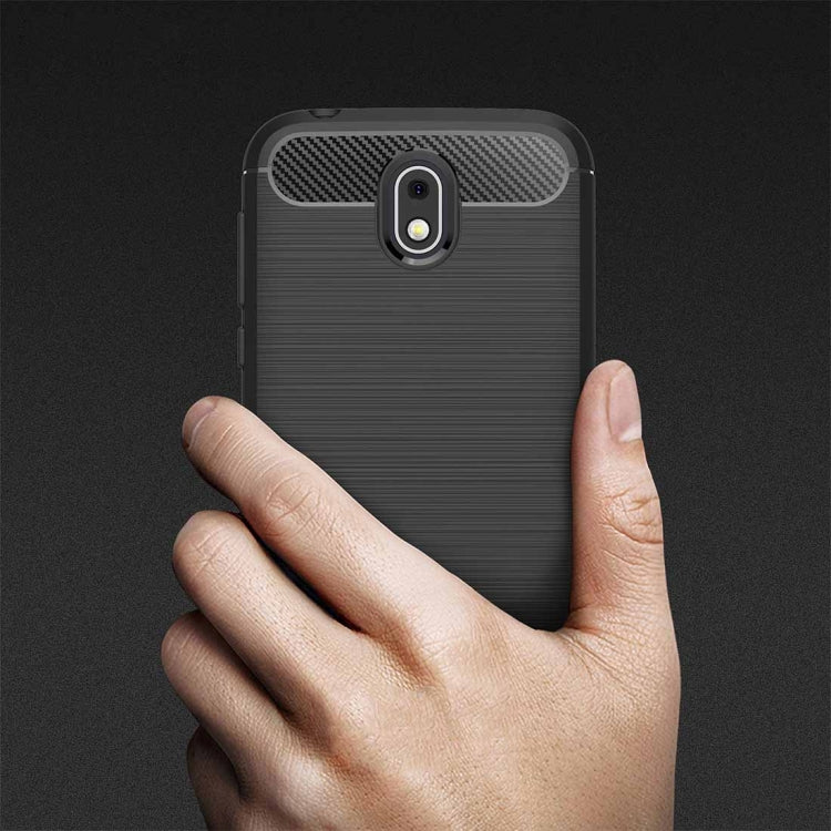 For Nokia 1 Brushed Texture Carbon Fiber Shockproof TPU Protective Back Case (Black)