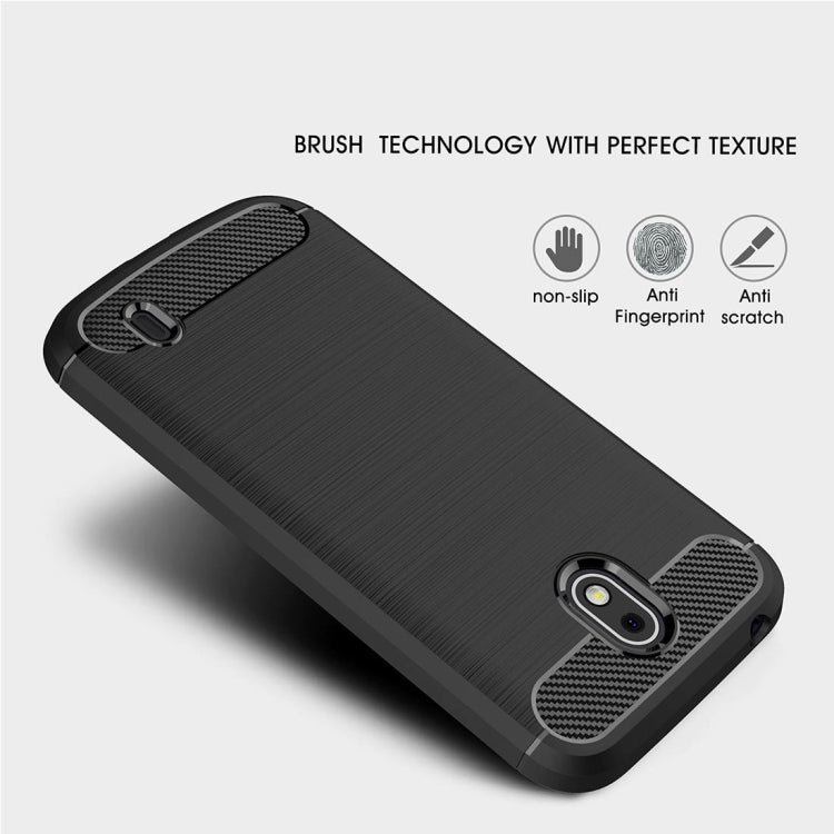 For Nokia 1 Brushed Texture Carbon Fiber Shockproof TPU Protective Back Case (Black)