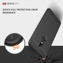Brushed Texture Carbon Fiber Soft TPU Case for Nokia 7.1(Black)