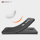 Brushed Texture Carbon Fiber Soft TPU Case for Nokia 7.1(Black)