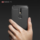 Brushed Texture Carbon Fiber Soft TPU Case for Nokia 7.1(Black)