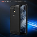 Brushed Texture Carbon Fiber Soft TPU Case for Nokia 7.1(Navy Blue)