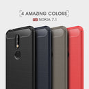 Brushed Texture Carbon Fiber Soft TPU Case for Nokia 7.1(Navy Blue)