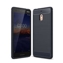 Brushed Texture Carbon Fiber Shockproof TPU Case for Nokia 2.1 (Navy Blue)