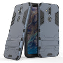 Shockproof PC + TPU Case for Nokia 8.1 / X7, with Holder (Navy Blue)
