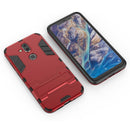 Shockproof PC + TPU Case for Nokia 8.1 / X7, with Holder(Red)