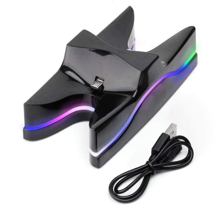 Special UFO Shape 2 x USB Charging Dock Station Stand / Controller Charging Stand for PS4 Playstation 4 with Multi Colors LED(Black)