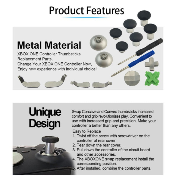 18 PCS Game Controller Handle Key Replacement Accessories for Xbox One ELITE(Black)