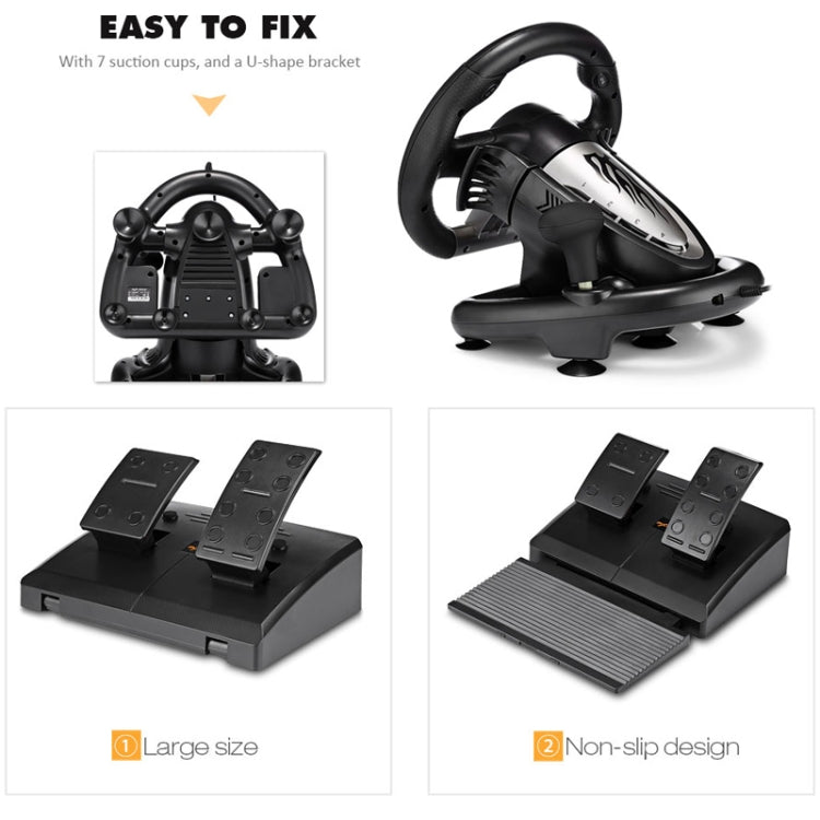 PXN-V3 Racing Game Steering Wheel for PC / PS3 / 4 / xbox one / switch(Orange)