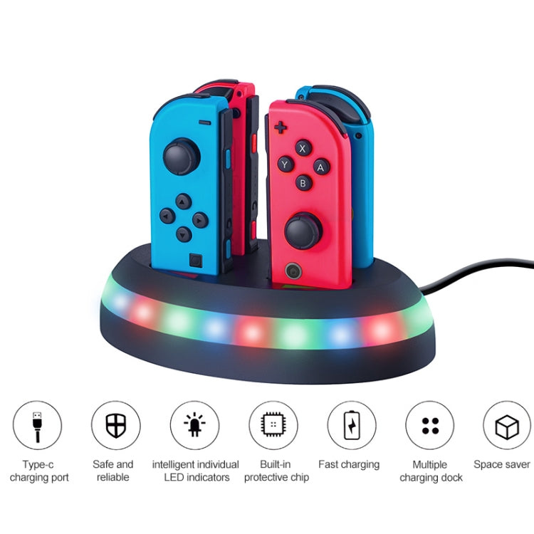 MB-BK002 Game Controller Charger Charging Dock 4-port Light-emitting Charger for Nintendo Switch Joy-Con