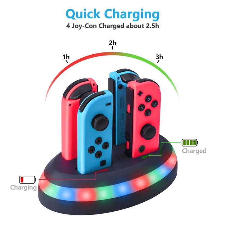 MB-BK002 Game Controller Charger Charging Dock 4-port Light-emitting Charger for Nintendo Switch Joy-Con