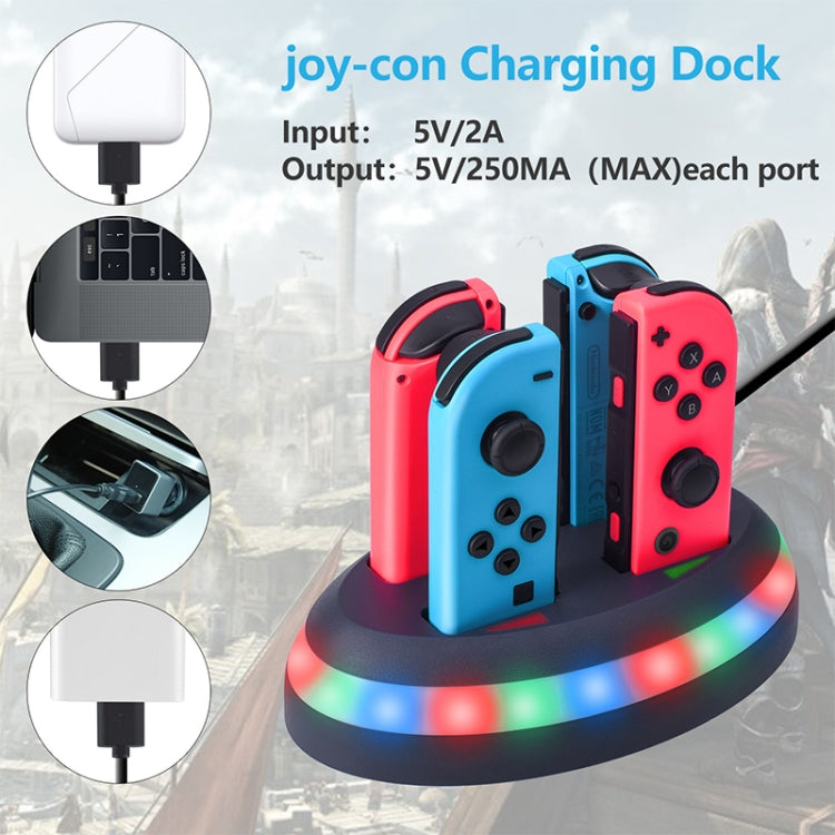 MB-BK002 Game Controller Charger Charging Dock 4-port Light-emitting Charger for Nintendo Switch Joy-Con