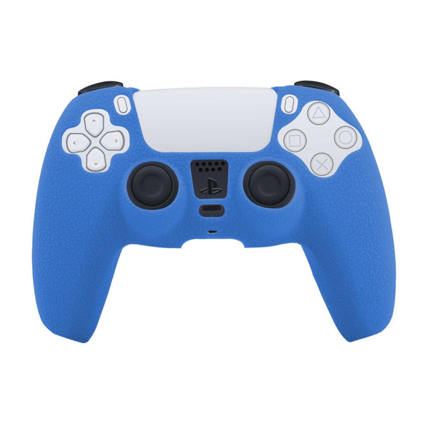 Leather Texture Silicone Protective Case For PS5(Blue)