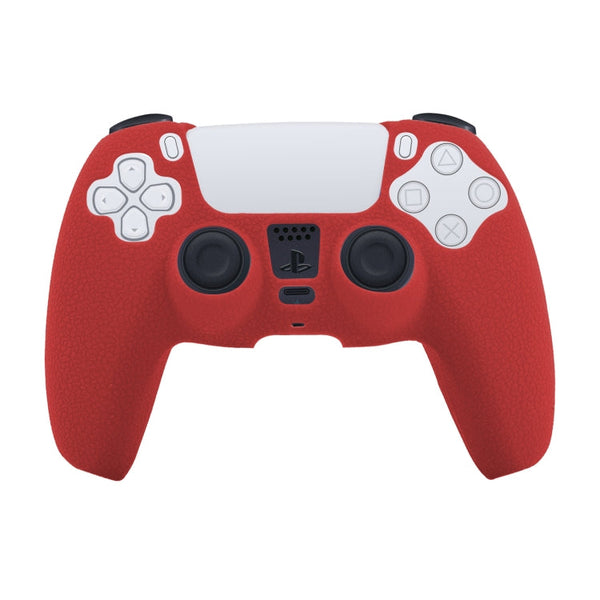 Leather Texture Silicone Protective Case For PS5(Red)