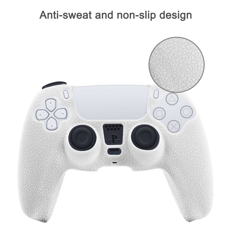 Leather Texture Silicone Protective Case For PS5(White)