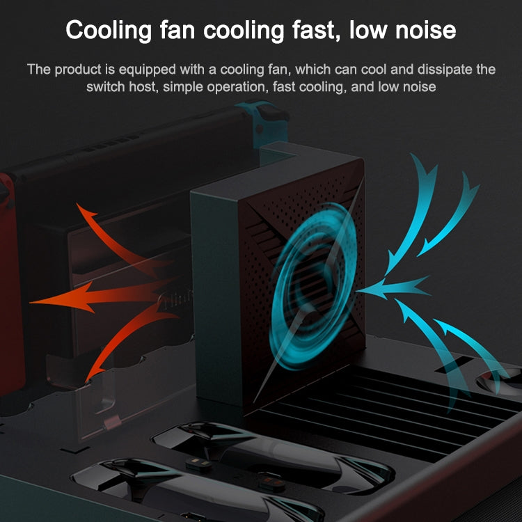 IPEGA PG-SW036 For Nintendo Switch Joy-Con Pro Multi-function Charging Cooling Base Handle Charging Base with Indicator NS Disc Earphone Storage Rack(White)