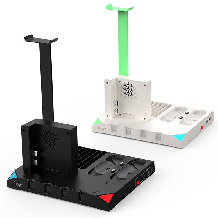 IPEGA PG-SW036 For Nintendo Switch Joy-Con Pro Multi-function Charging Cooling Base Handle Charging Base with Indicator NS Disc Earphone Storage Rack(White)