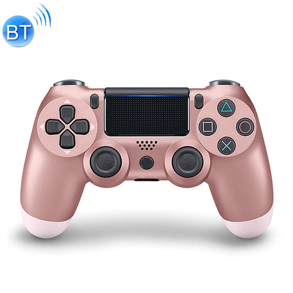 For PS4 Wireless Bluetooth Game Controller Gamepad with Light, US Version(Rose Gold)