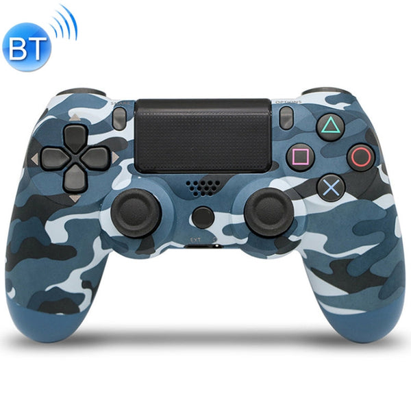 Camouflage Wireless Bluetooth Game Handle Controller with Lamp for PS4, EU Version(Blue)