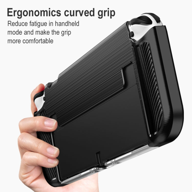 Carbon Fiber TPU Shockproof Protective Case For Nintendo Switch OLED(Black)