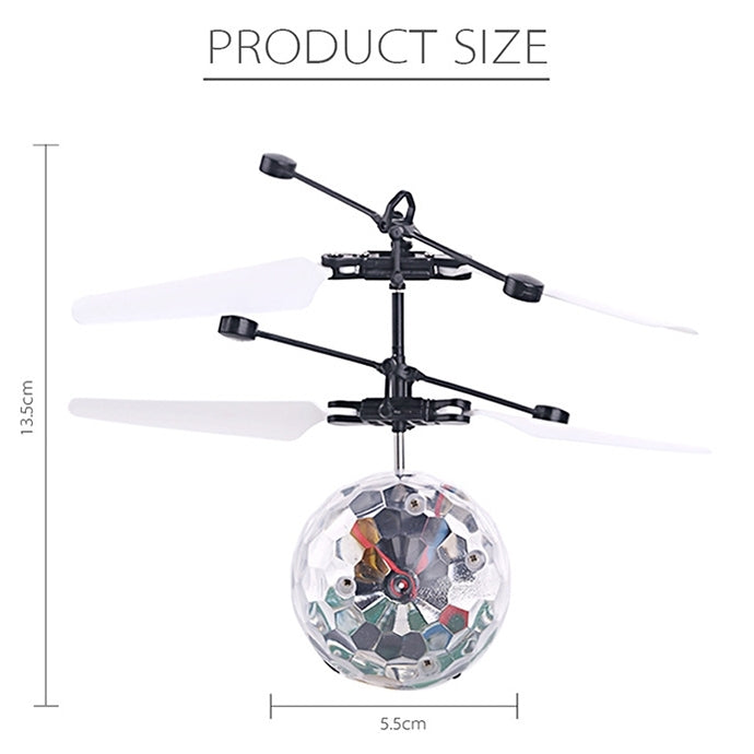 Mini Fun Kids Toy Suspended Crystal Ball Sensing Aircraft Hand Induction Flying Aircraft with Colorful LED Light, without Remote Control