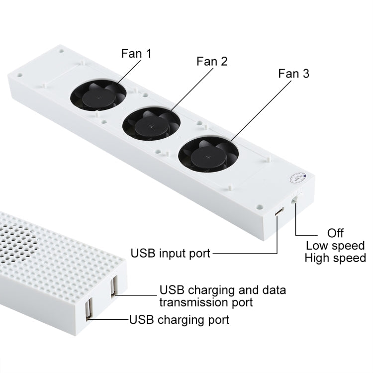 DOBE Game Console Cooling Fans with Dual USB Ports & Low/High Speed Switch for XBOX One S Console