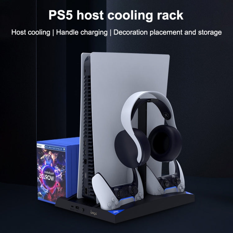 iPega 6 in 1 Game Vertical Stand Multifunctional Cooling Fan Charging Base For PS5