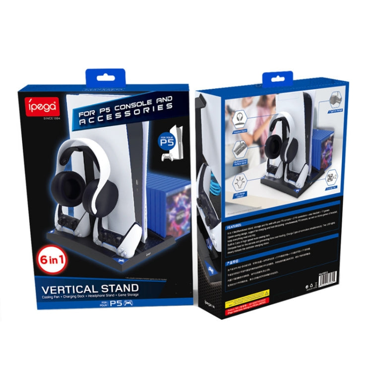 iPega 6 in 1 Game Vertical Stand Multifunctional Cooling Fan Charging Base For PS5