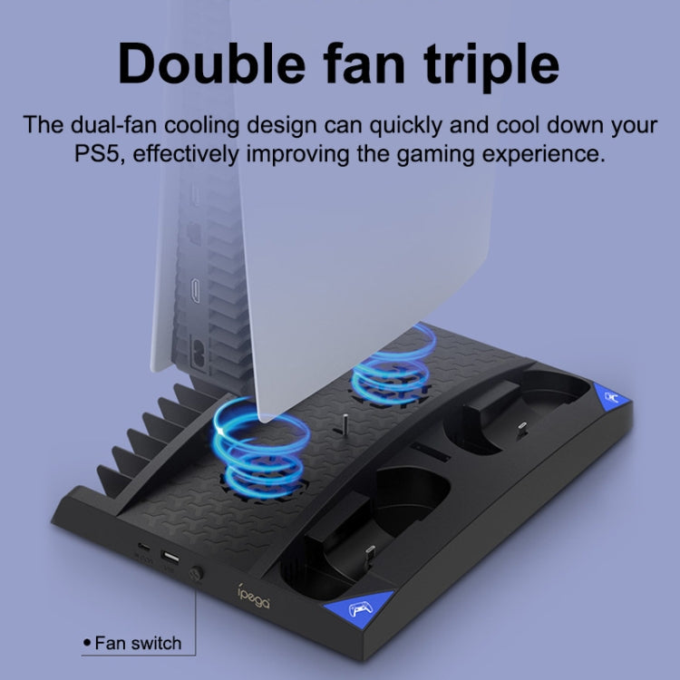 iPega 6 in 1 Game Vertical Stand Multifunctional Cooling Fan Charging Base For PS5