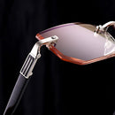 Men Anti Fatigue & Blue-ray Rimless Rhinestone Trimmed Presbyopic Glasses, +1.00D